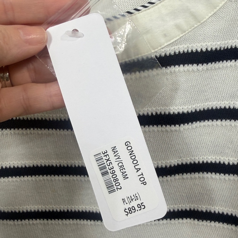Soft Surroundings Gondola top navy/cream size petite large. NWT - Picture 6 of 10